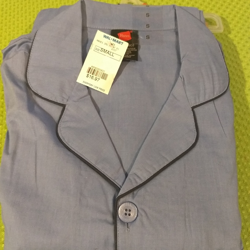 Woven Men's long sleeve pajama set Blue Size Small